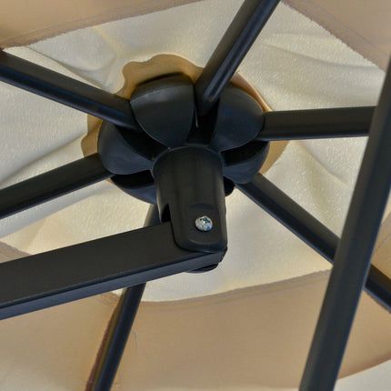 3m Cantilever Patio Parasol with Easy Lever Crank, Cross Base & 6 Metal Ribs - Cream White