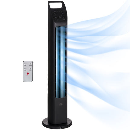 Oscillating Tower Fan with Remote, 4H Timer, 3 Speeds, Quiet Cooling Floor Fan for Home Bedroom Office - Black