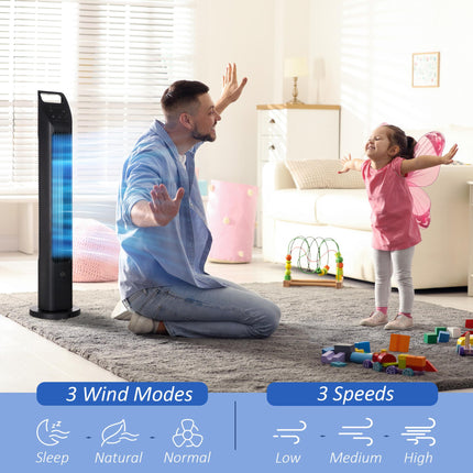 Oscillating Tower Fan with Remote, 4H Timer, 3 Speeds, Quiet Cooling Floor Fan for Home Bedroom Office - Black