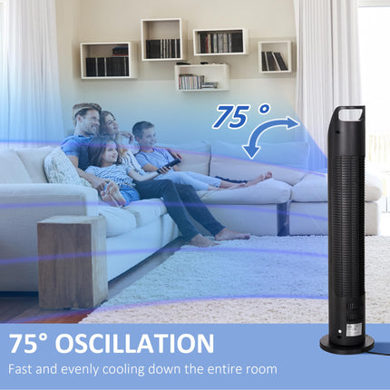Oscillating Tower Fan with Remote, 4H Timer, 3 Speeds, Quiet Cooling Floor Fan for Home Bedroom Office - Black