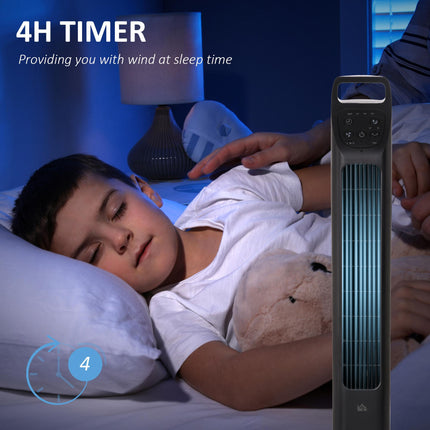 Oscillating Tower Fan with Remote, 4H Timer, 3 Speeds, Quiet Cooling Floor Fan for Home Bedroom Office - Black