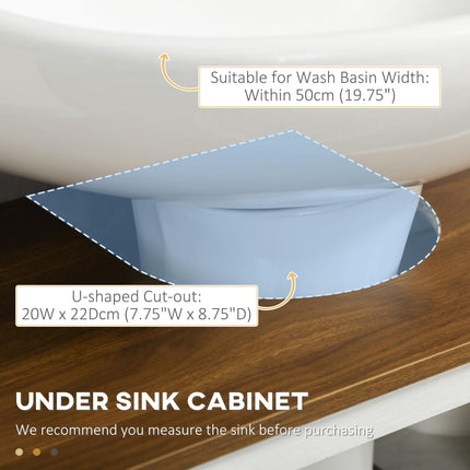 Under Sink Bathroom Vanity Unit with Double Doors and U-Shaped Cut-Out - White