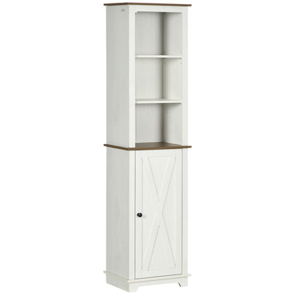 Tall Bathroom Storage Cabinet with Door & Adjustable Shelves 39.5x30x160 cm - White