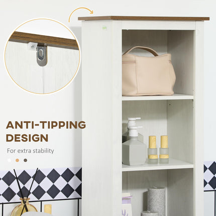 Tall Bathroom Storage Cabinet with Door & Adjustable Shelves 39.5x30x160 cm - White