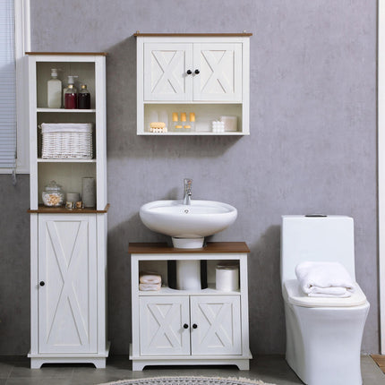 On-Wall Farmhouse Bathroom Storage Cabinet - White