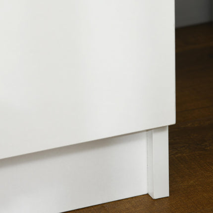 White Bedside Cabinet with LED Light and 2 Drawers - High Gloss Finish