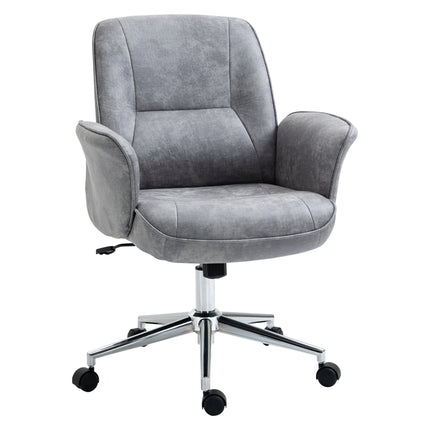 Ergonomic Mid Back Swivel Office Desk Chair for Home Study Bedroom - Light Grey