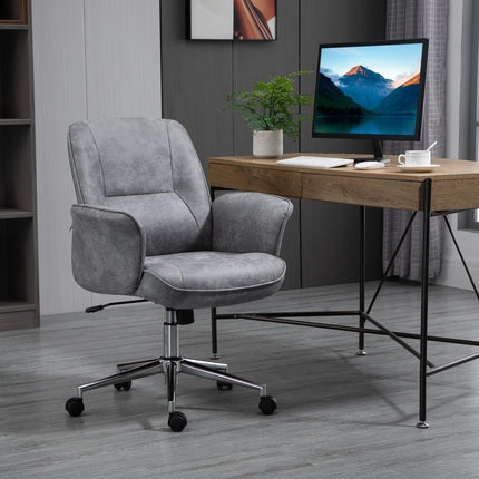 Ergonomic Mid Back Swivel Office Desk Chair for Home Study Bedroom - Light Grey
