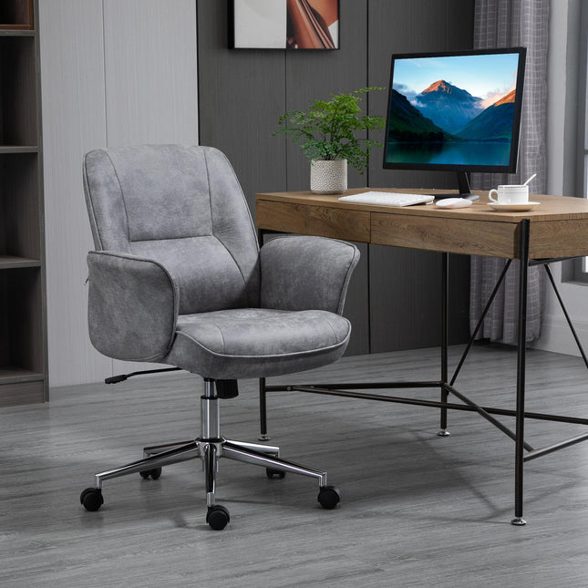 Ergonomic Mid Back Swivel Office Desk Chair for Home Study Bedroom - Light Grey