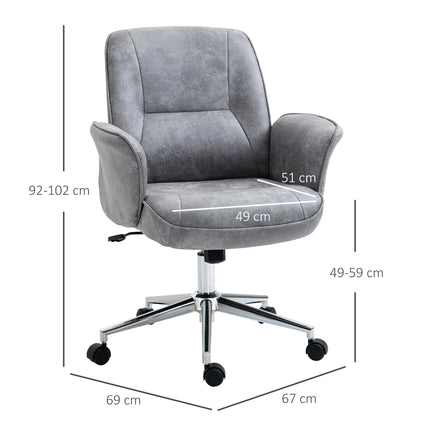 Ergonomic Mid Back Swivel Office Desk Chair for Home Study Bedroom - Light Grey