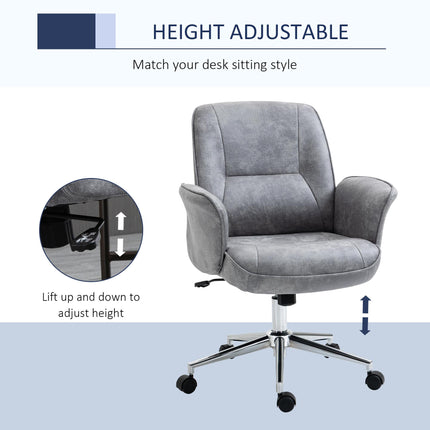 Ergonomic Mid Back Swivel Office Desk Chair for Home Study Bedroom - Light Grey