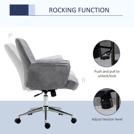 Ergonomic Mid Back Swivel Office Desk Chair for Home Study Bedroom - Light Grey