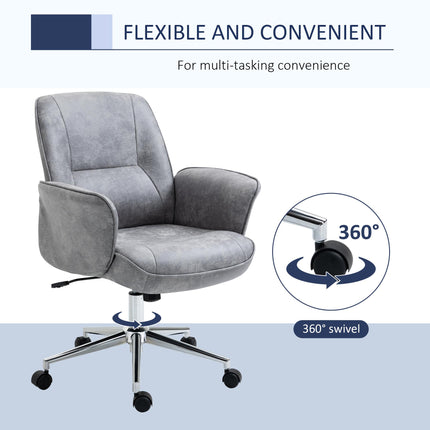 Ergonomic Mid Back Swivel Office Desk Chair for Home Study Bedroom - Light Grey