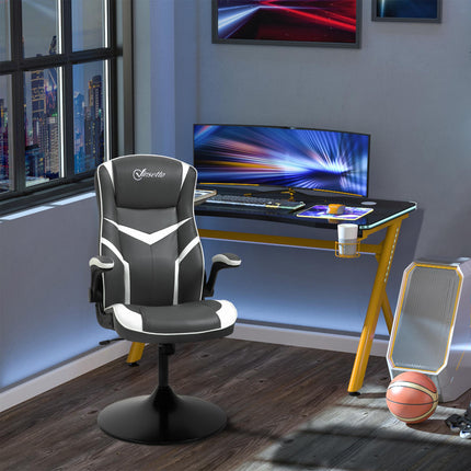 Video Best Adjustable Height Gaming Chair with Swivel Base and PVC Leather - Grey