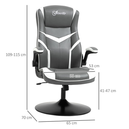 Video Best Adjustable Height Gaming Chair with Swivel Base and PVC Leather - Grey
