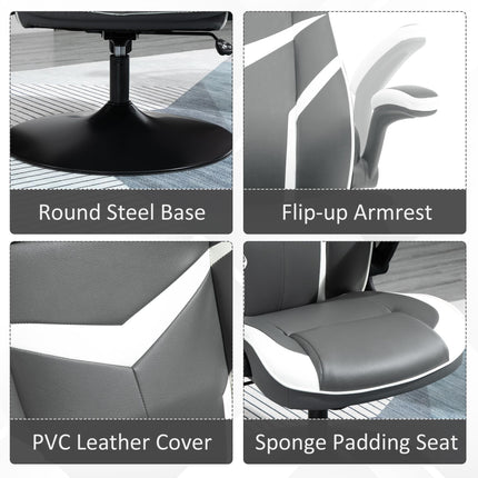 Video Best Adjustable Height Gaming Chair with Swivel Base and PVC Leather - Grey