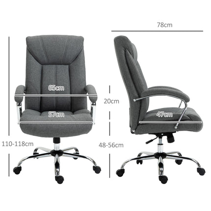 Swivel Desk Chair with Adjustable Height, Armrests & Wheels for Home Office - Grey Linen