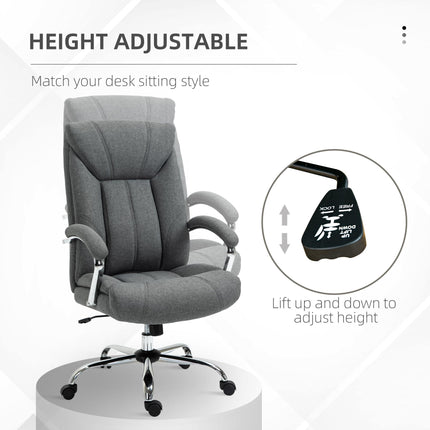 Swivel Desk Chair with Adjustable Height, Armrests & Wheels for Home Office - Grey Linen