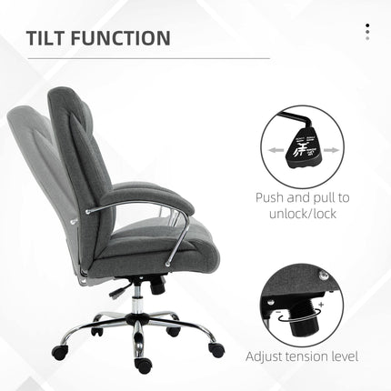 Swivel Desk Chair with Adjustable Height, Armrests & Wheels for Home Office - Grey Linen