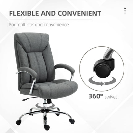 Swivel Desk Chair with Adjustable Height, Armrests & Wheels for Home Office - Grey Linen