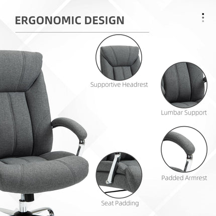 Swivel Desk Chair with Adjustable Height, Armrests & Wheels for Home Office - Grey Linen