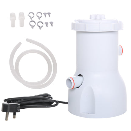 Cartridge Filter Pump for 13'-15' Above Ground Pools 800GPH with Hose & Clamps - White