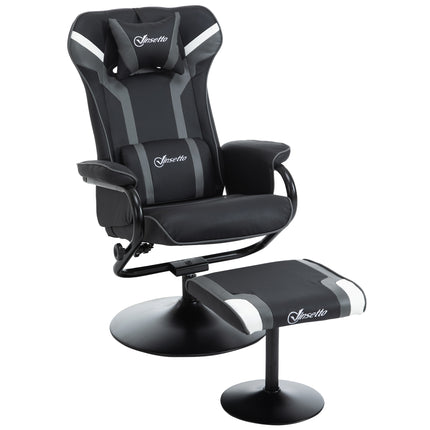 Reclining Chair and Stool Set, Recliner Chair with Headrest, Gaming Chair with L