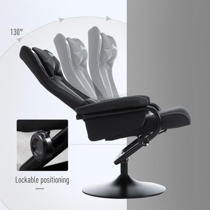 Reclining Chair and Stool Set, Recliner Chair with Headrest, Gaming Chair with L
