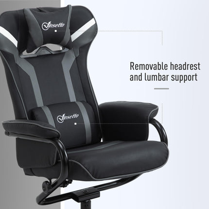 Reclining Chair and Stool Set, Recliner Chair with Headrest, Gaming Chair with L