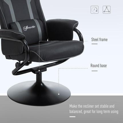 Reclining Chair and Stool Set, Recliner Chair with Headrest, Gaming Chair with L