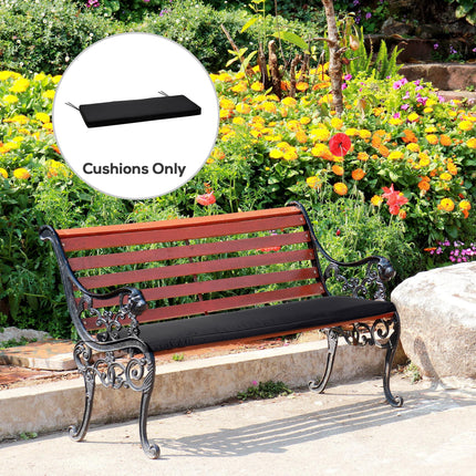 2-Seater Garden Bench Cushion Set Water Resistant - Black