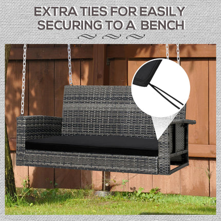 2-Seater Garden Bench Cushion Set Water Resistant - Black