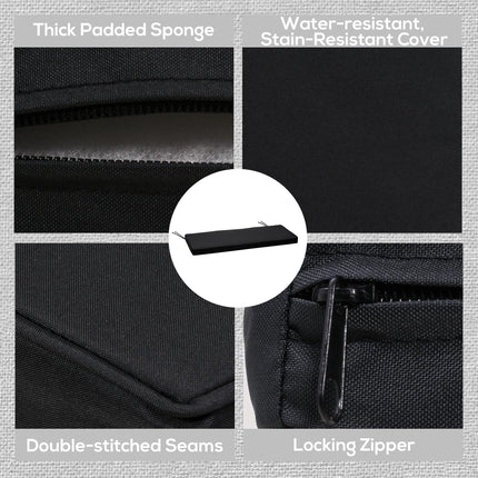 2-Seater Garden Bench Cushion Set Water Resistant - Black