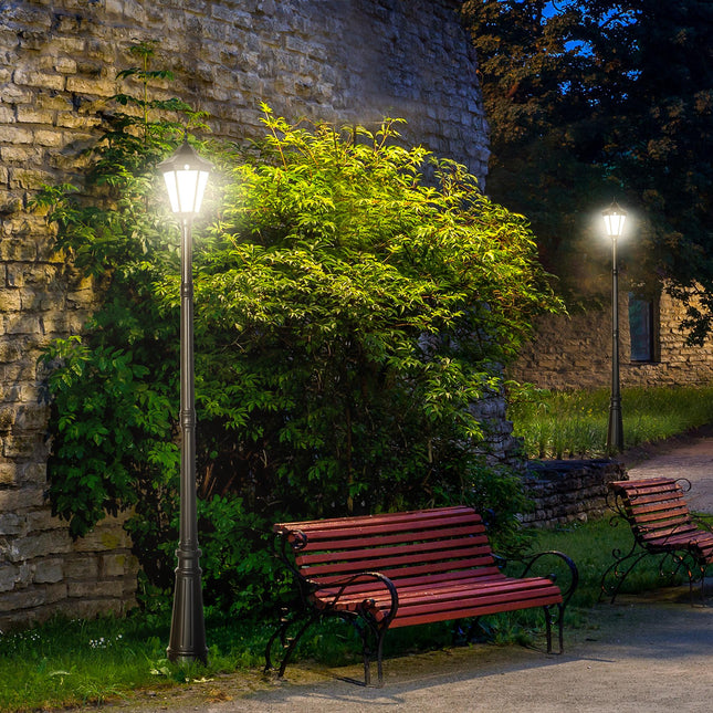 2.4 Metre LED Solar Garden Lamp Post with PIR Motion Sensor - Black