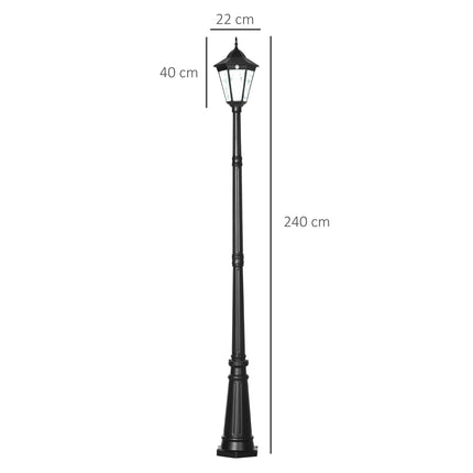 2.4 Metre LED Solar Garden Lamp Post with PIR Motion Sensor - Black