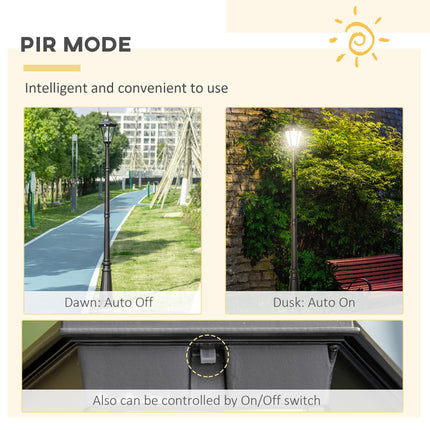 2.4 Metre LED Solar Garden Lamp Post with PIR Motion Sensor - Black