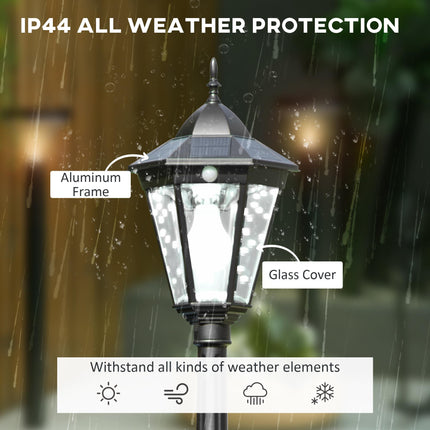 2.4 Metre LED Solar Garden Lamp Post with PIR Motion Sensor - Black