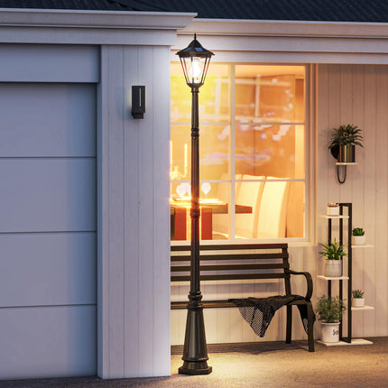 2.4 Metre LED Solar Garden Lamp Post with PIR Motion Sensor - Black