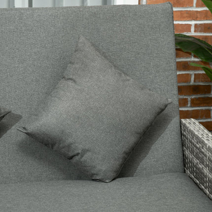 2 Seater Outdoor Rattan Daybed Set with Fire Retardant Cushions - Grey