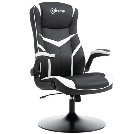 Ergonomic Gaming Office Desk Swivel Chair with Adjustable Height Pedestal Base - Black & White