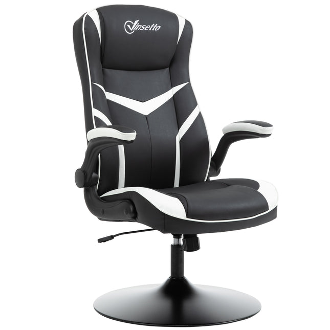 Ergonomic Gaming Office Desk Swivel Chair with Adjustable Height Pedestal Base - Black & White