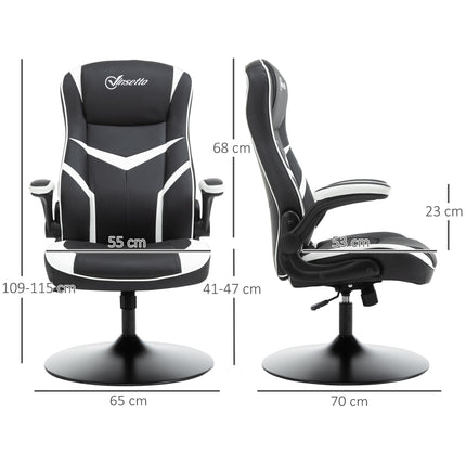 Ergonomic Gaming Office Desk Swivel Chair with Adjustable Height Pedestal Base - Black & White