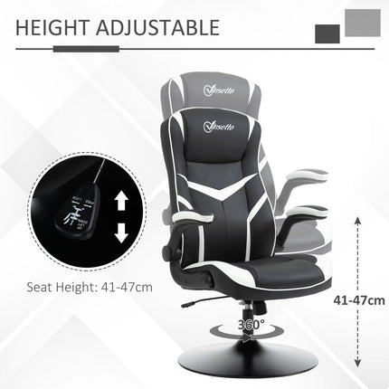 Ergonomic Gaming Office Desk Swivel Chair with Adjustable Height Pedestal Base - Black & White