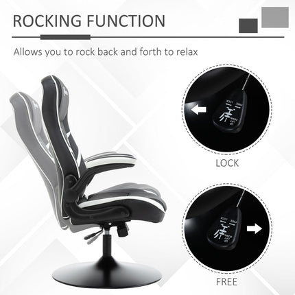 Ergonomic Gaming Office Desk Swivel Chair with Adjustable Height Pedestal Base - Black & White