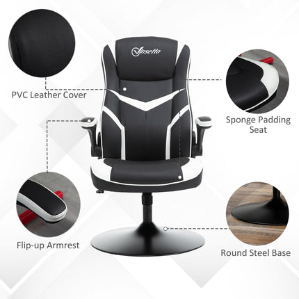 Ergonomic Gaming Office Desk Swivel Chair with Adjustable Height Pedestal Base - Black & White