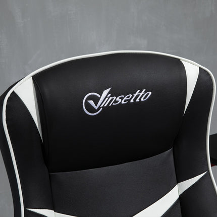 Ergonomic Gaming Office Desk Swivel Chair with Adjustable Height Pedestal Base - Black & White