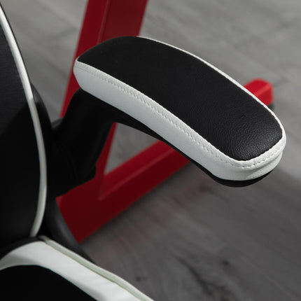 Ergonomic Gaming Office Desk Swivel Chair with Adjustable Height Pedestal Base - Black & White