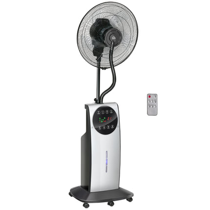 Pedestal Water Mist Spray Fan with Humidifier, Mosquito Killer & 3 Speeds, 3.1L Tank - Black