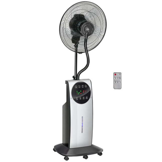 Pedestal Water Mist Spray Fan with Humidifier, Mosquito Killer & 3 Speeds, 3.1L Tank - Black