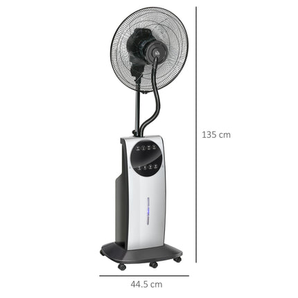 Pedestal Water Mist Spray Fan with Humidifier, Mosquito Killer & 3 Speeds, 3.1L Tank - Black